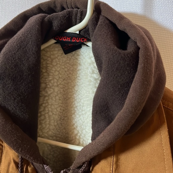 Men’s outdoor Jacket large fleece lined like new, inside pockets attached hood - Picture 2 of 11